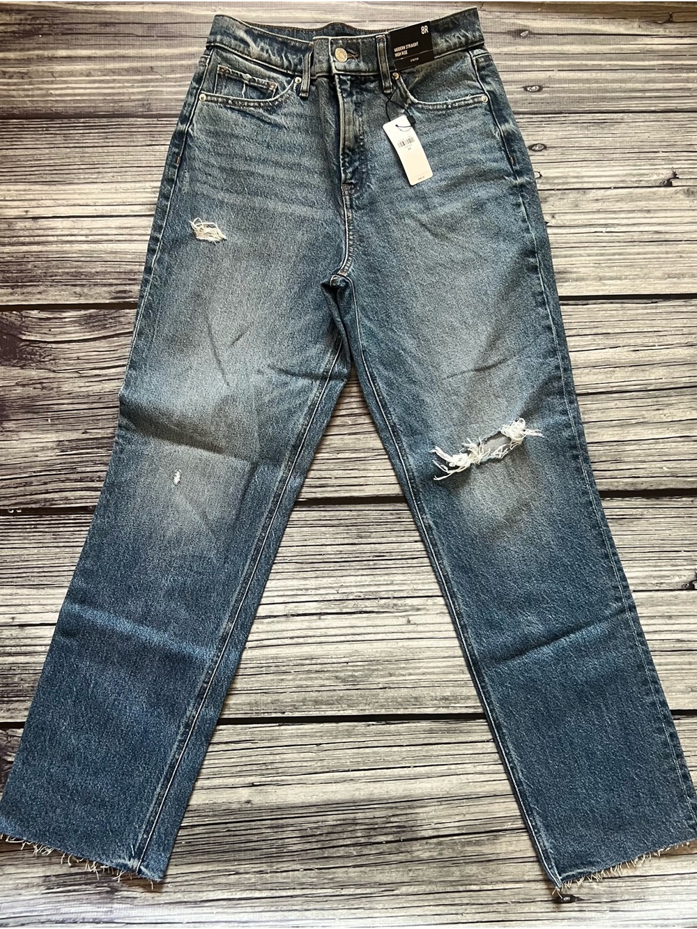 Express Modern Straight High-Rise Jeans - Medium Wash